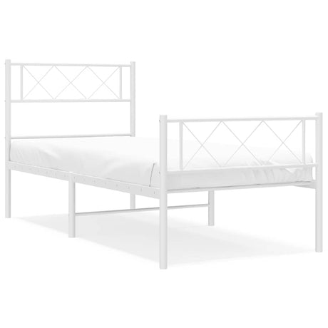 Vidaxl bedframe met hoofd- en voeteneinde metaal wit 100x190 cm
