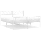 Vidaxl bedframe met hoofd- en voeteneinde metaal wit 140x190 cm