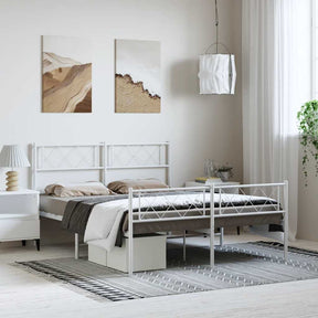 Vidaxl bedframe met hoofd- en voeteneinde metaal wit 150x200 cm