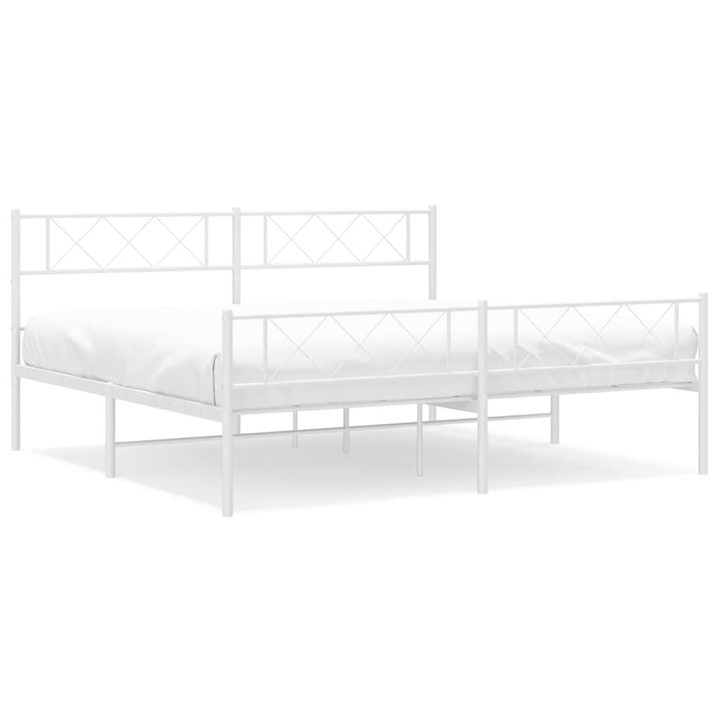 Vidaxl bedframe met hoofd- en voeteneinde metaal wit 193x203 cm