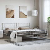 Vidaxl bedframe met hoofd- en voeteneinde metaal wit 193x203 cm