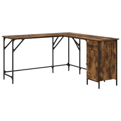 Vidaxl bureau 141x141x75 cm bewerkt hout gerookt eikenkleurig