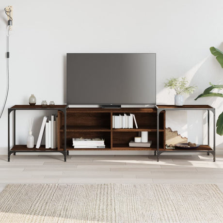 Vidaxl tv-meubel 203x37x50 cm bewerkt hout bruin eikenkleur