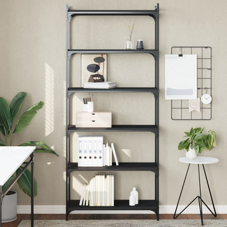 Vidaxl boekenkast 6-laags 80x30x188 cm bewerkt hout zwart