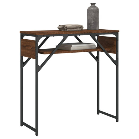 Vidaxl wandtafel met schap 75x30x75 cm bewerkt hout bruin eikenkleur