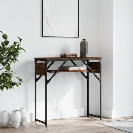Vidaxl wandtafel met schap 75x30x75 cm bewerkt hout bruin eikenkleur