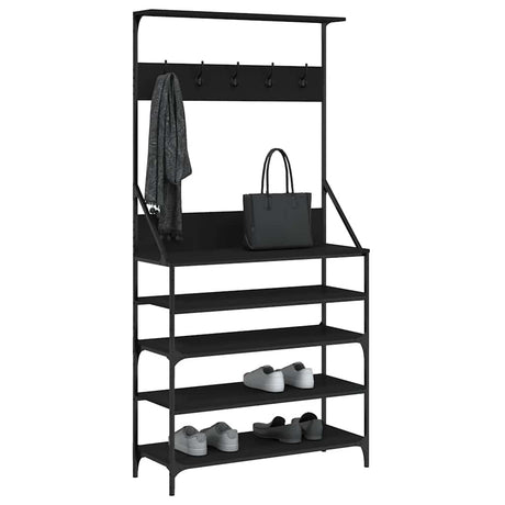 Wieszak na ubrania VidaXL z półką na buty 90x34x184 cm czarny