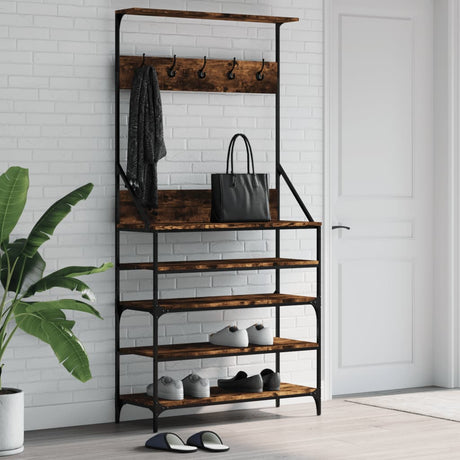Wieszak na ubrania Vidaxx z półką na buty 90x34x184 cm dąb wędzony