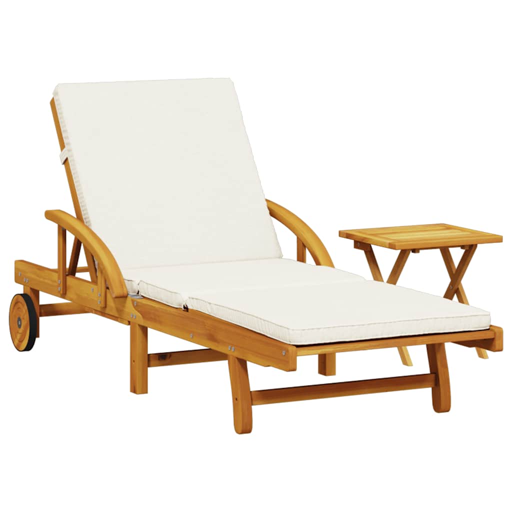 Vidaxl ligbed met kussen en tafel massief acaciahout