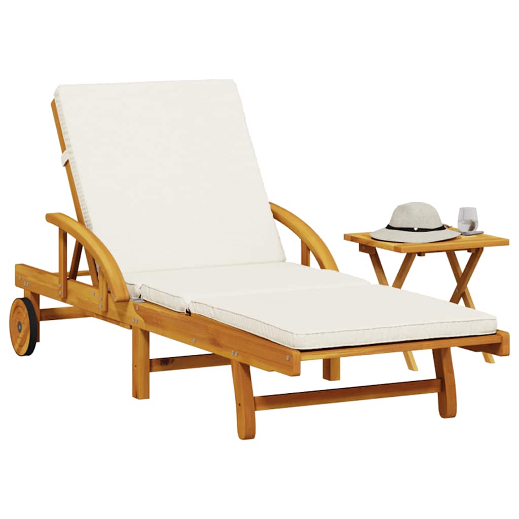 Vidaxl ligbed met kussen en tafel massief acaciahout