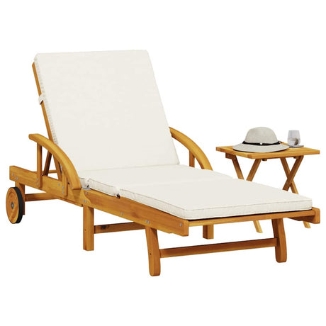 Vidaxl ligbed met kussen en tafel massief acaciahout