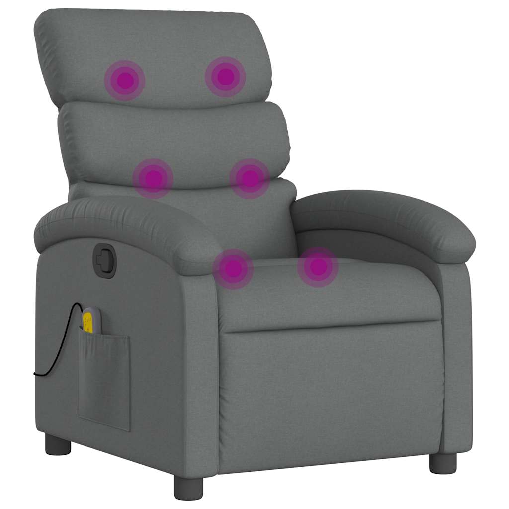 Vidaxl massagestoel verstelbaar stof donkergrijs