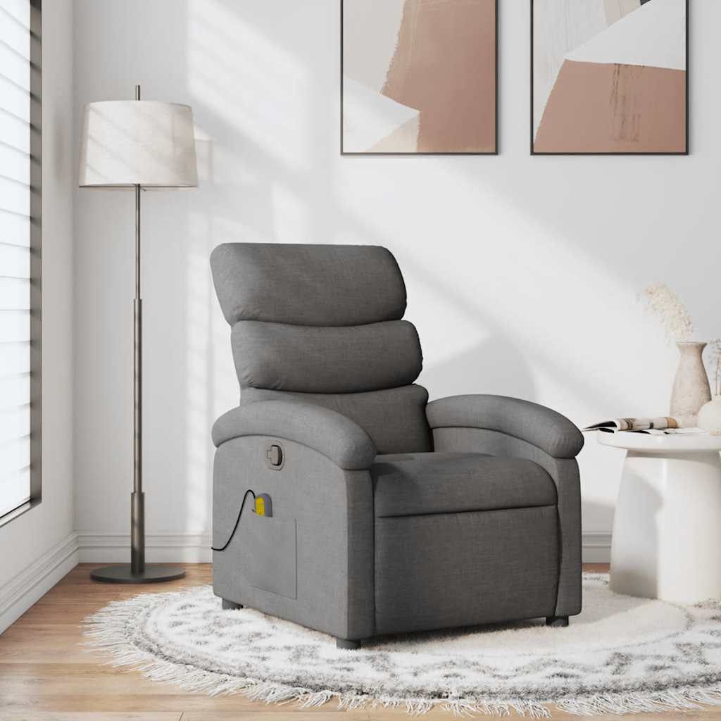 Vidaxl massagestoel verstelbaar stof donkergrijs