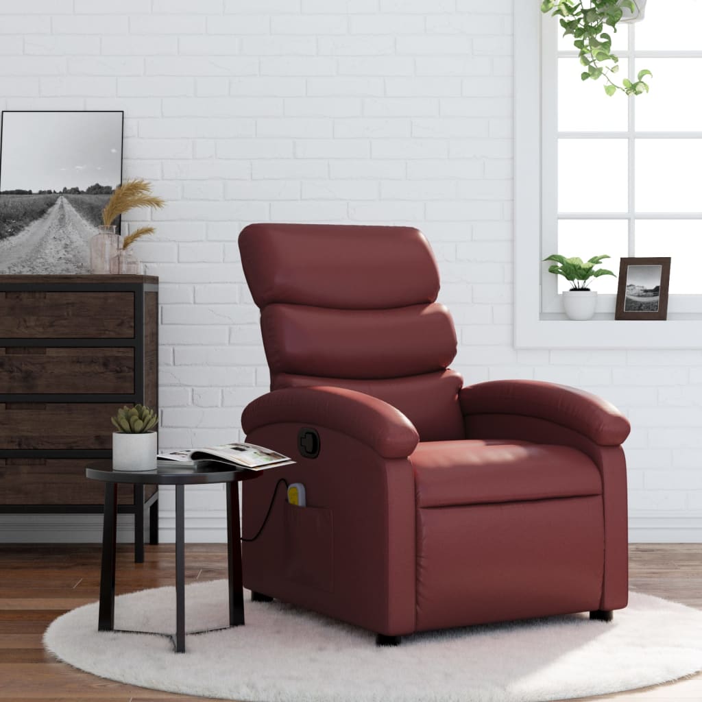 Vidaxl massagestoel verstelbaar kunstleer wijnrood