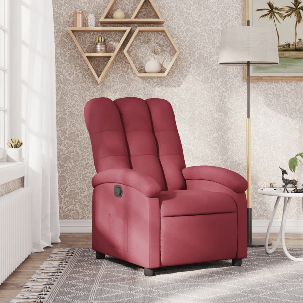 Vidaxl fauteuil verstelbaar stof wijnrood