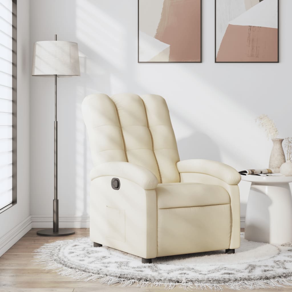 Vidaxl fauteuil verstelbaar stof crèmekleurig