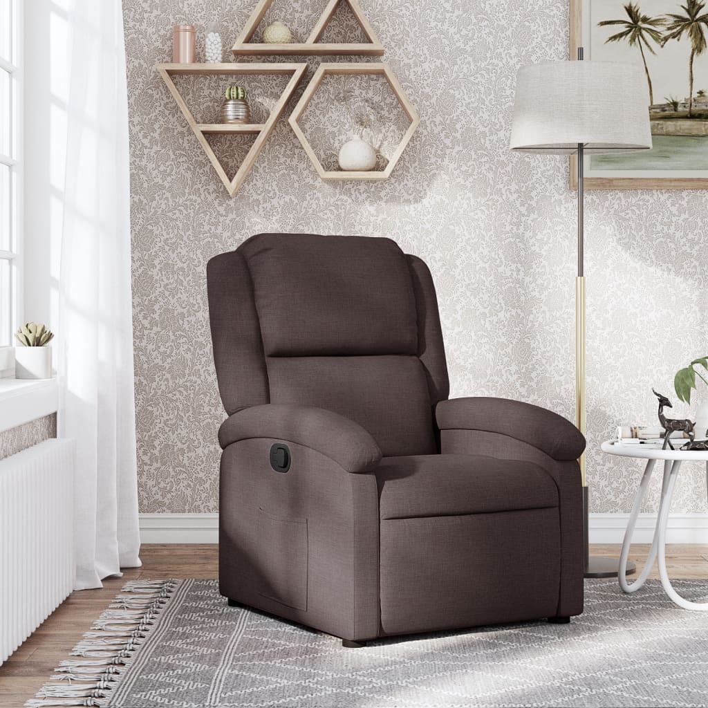 Vidaxl fauteuil verstelbaar stof donkerbruin