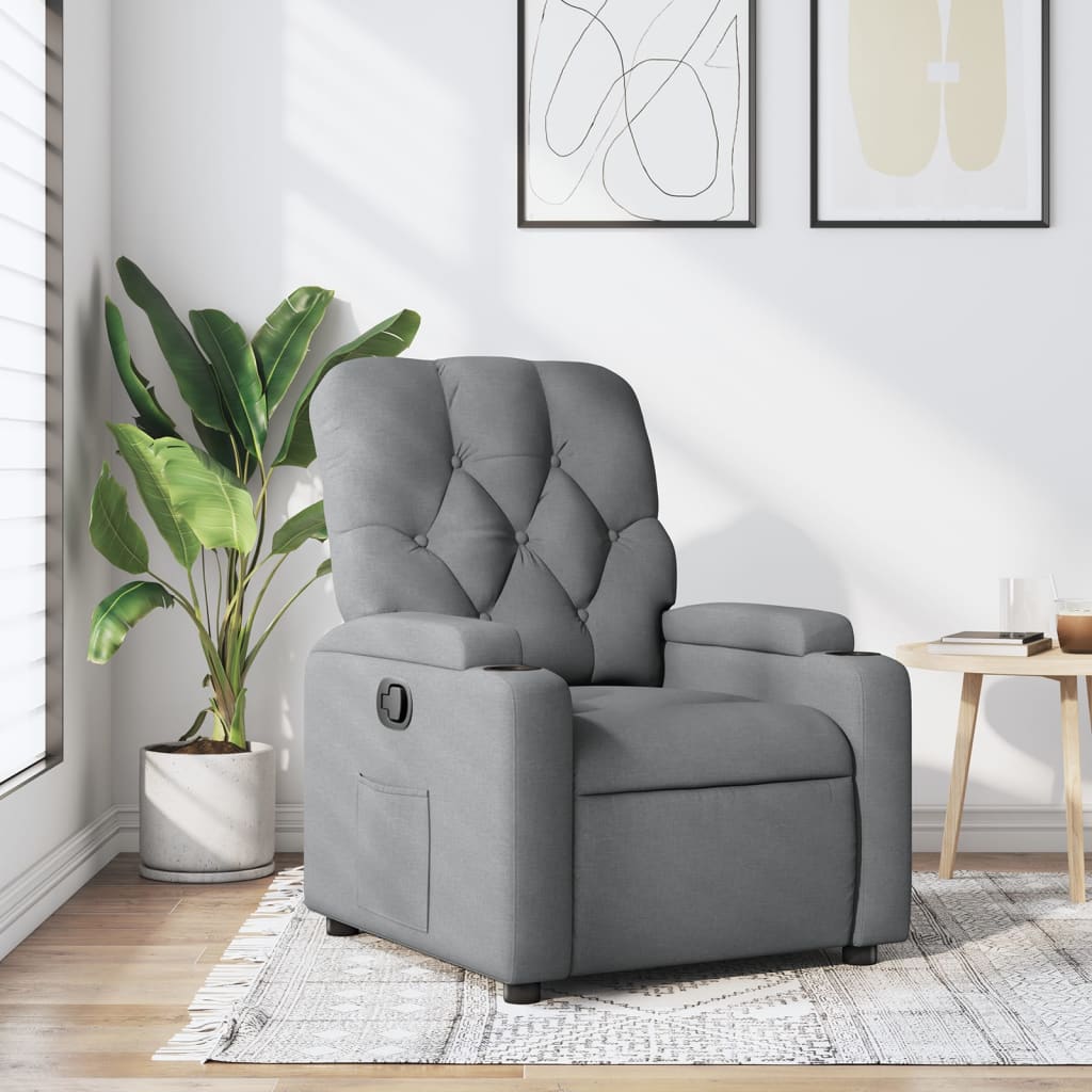 Vidaxl fauteuil verstelbaar stof lichtgrijs