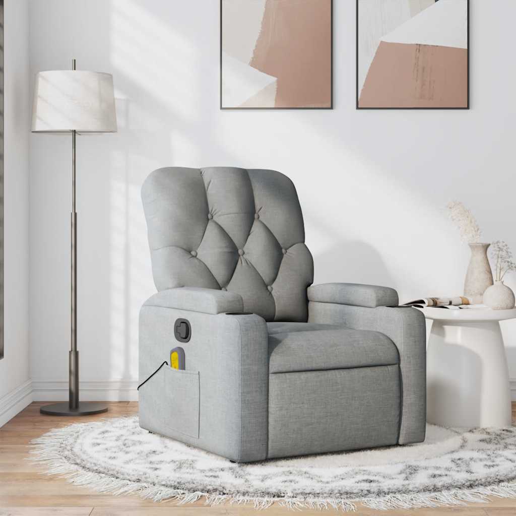 Vidaxl massagestoel verstelbaar stof lichtgrijs
