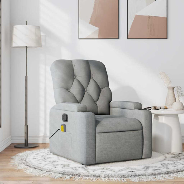 Vidaxl massagestoel verstelbaar stof lichtgrijs