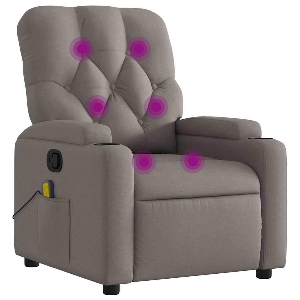 Vidaxl massagestoel verstelbaar stof taupe