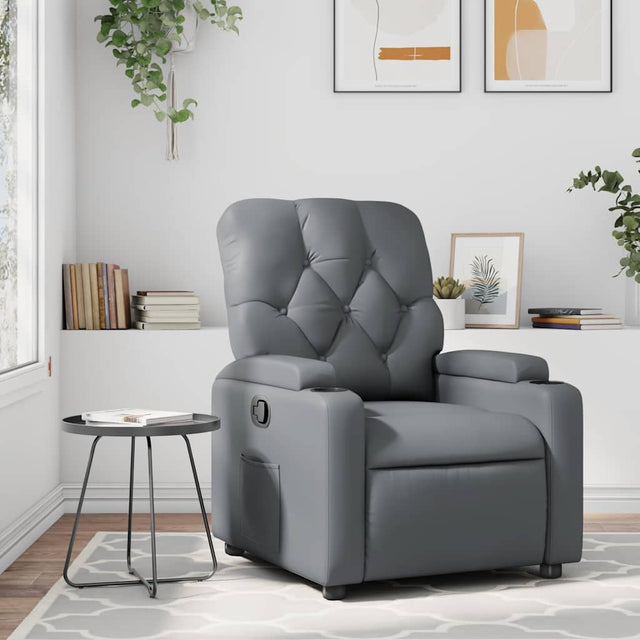 Vidaxl fauteuil verstelbaar kunstleer grijs