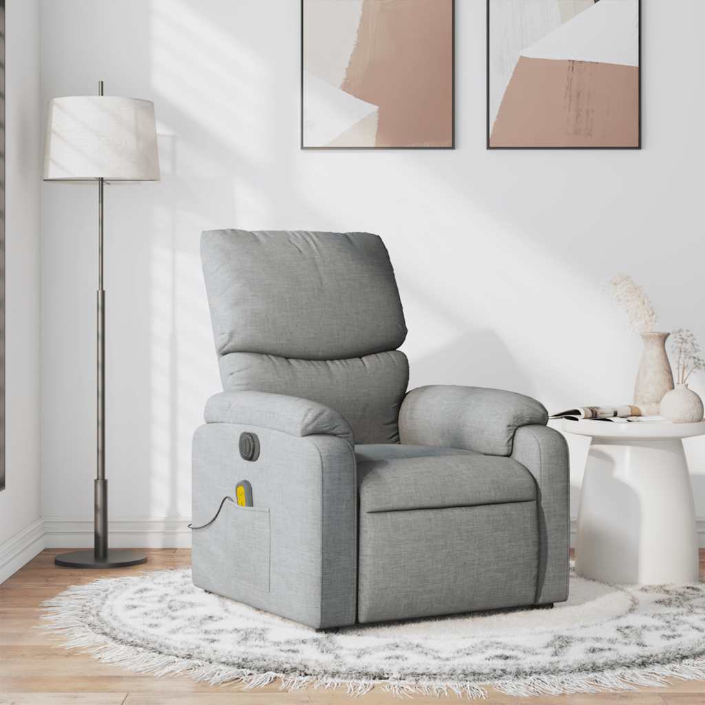 Vidaxl massagestoel verstelbaar stof lichtgrijs