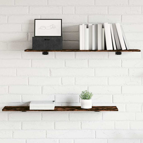 Vidaxl wandschappen 4 st 100x20x1,5 cm bewerkt hout gerookt eikenkleur