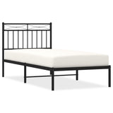 Vidaxl bedframe met hoofdbord metaal zwart 90x190 cm