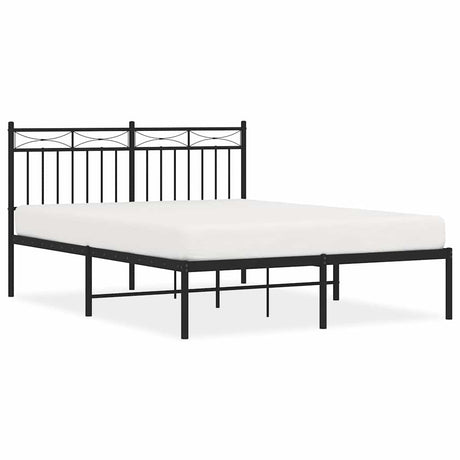 Vidaxl bedframe met hoofdbord metaal zwart 135x190 cm