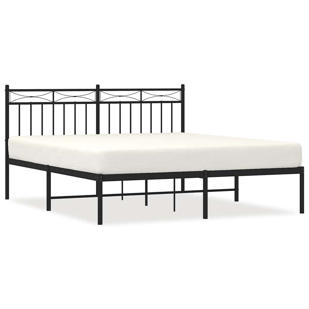 Vidaxl bedframe met hoofdbord metaal zwart 150x200 cm