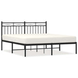 Vidaxl bedframe met hoofdbord metaal zwart 150x200 cm