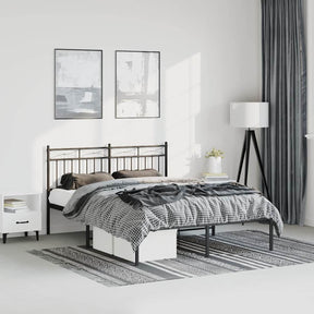 Vidaxl bedframe met hoofdbord metaal zwart 150x200 cm