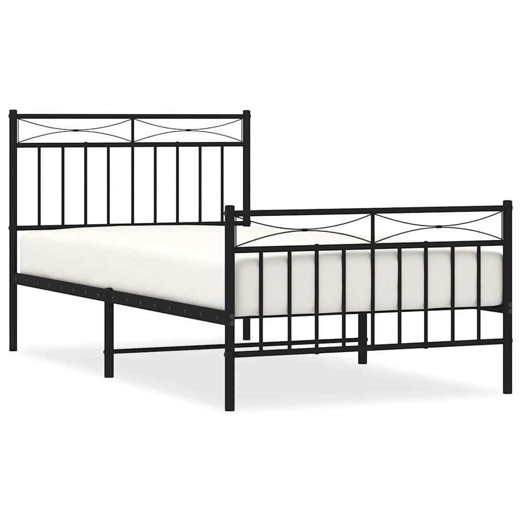 Vidaxl bedframe met hoofd- en voeteneinde metaal zwart 100x190 cm