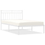 Vidaxl bedframe met hoofdbord metaal wit 100x200 cm