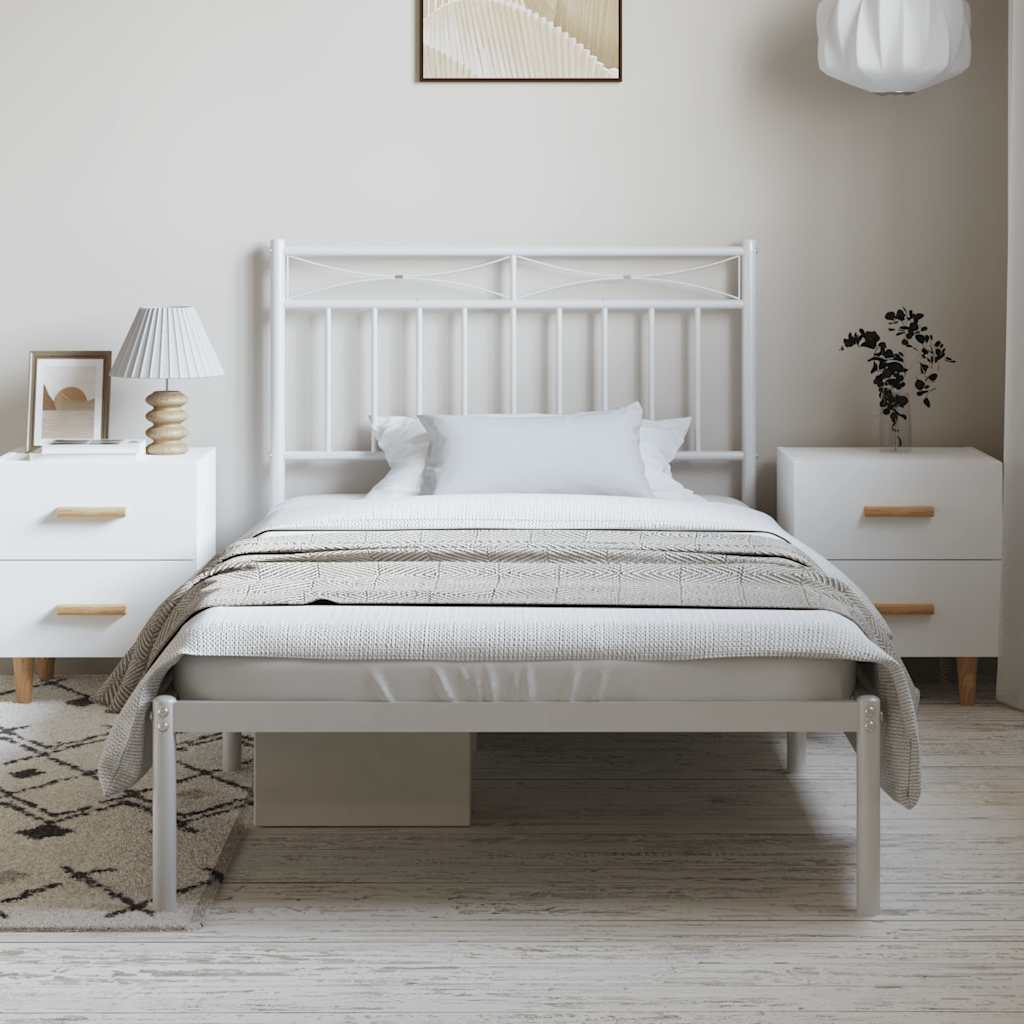 Vidaxl bedframe met hoofdbord metaal wit 100x200 cm