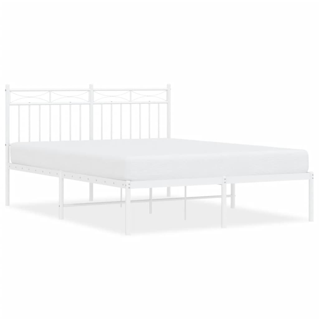 Vidaxl bedframe met hoofdbord metaal wit 140x200 cm