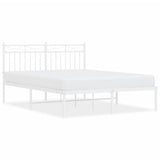 Vidaxl bedframe met hoofdbord metaal wit 140x200 cm