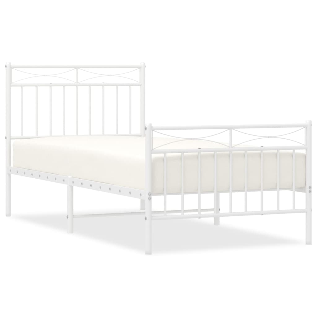 Vidaxl bedframe met hoofd- en voeteneinde metaal wit 90x200 cm