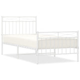 Vidaxl bedframe met hoofd- en voeteneinde metaal wit 90x200 cm