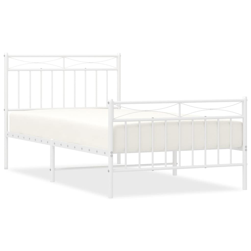 Vidaxl bedframe met hoofd- en voeteneinde metaal wit 100x190 cm
