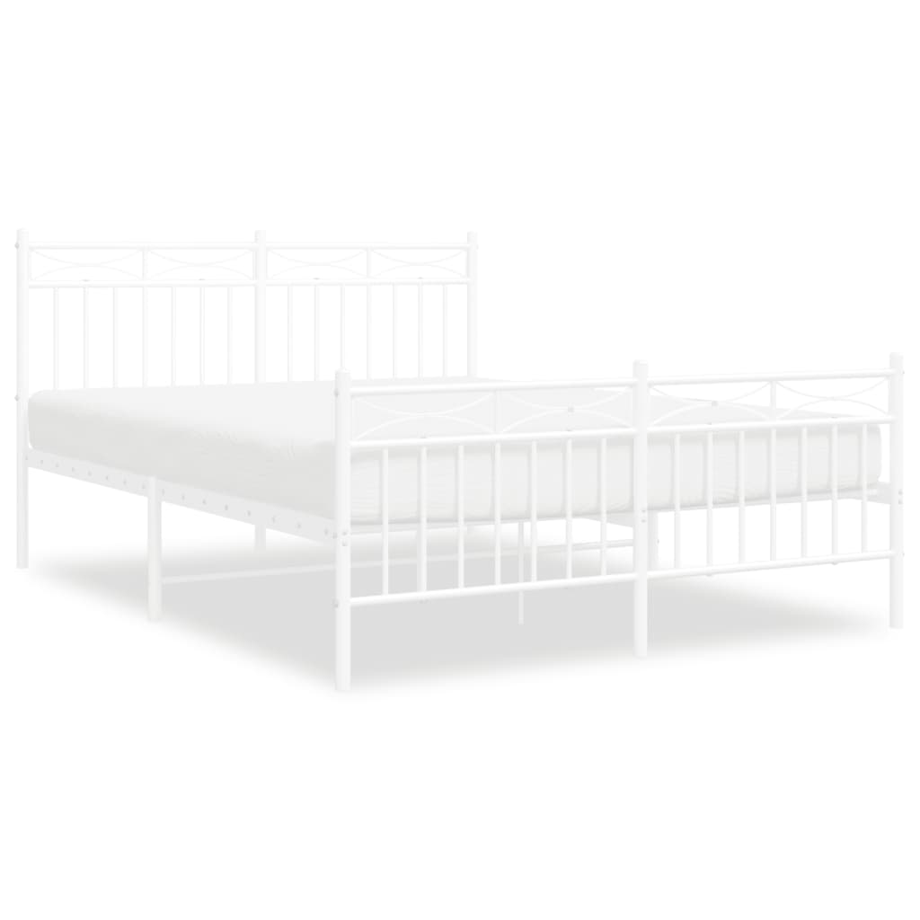 Vidaxl bedframe met hoofd- en voeteneinde metaal wit 140x190 cm