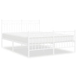 Vidaxl bedframe met hoofd- en voeteneinde metaal wit 140x190 cm