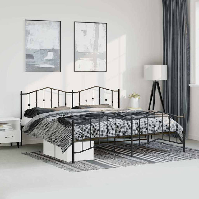 Vidaxl bedframe met hoofd- en voeteneinde metaal zwart 183x213 cm