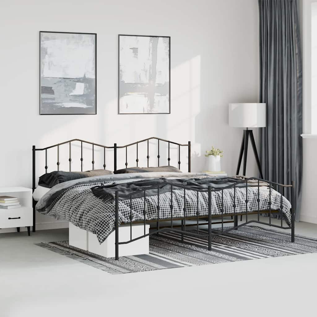 Vidaxl bedframe met hoofd- en voeteneinde metaal zwart 193x203 cm