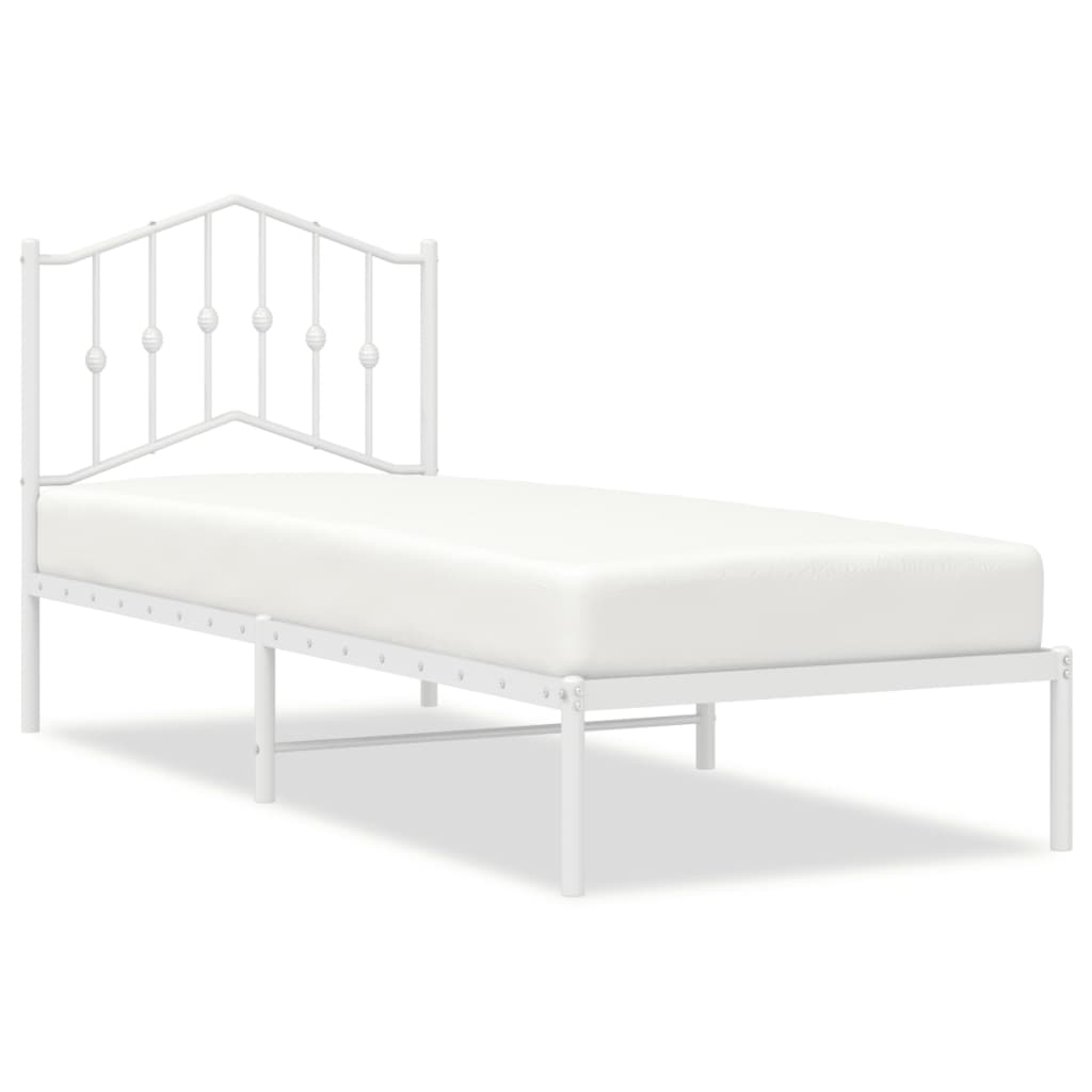 Vidaxl bedframe met hoofdbord zonder matras metaal wit 75x190 cm