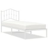 Vidaxl bedframe met hoofdbord zonder matras metaal wit 75x190 cm