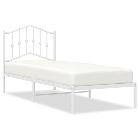 Vidaxl bedframe met hoofdbord zonder matras metaal wit 75x190 cm