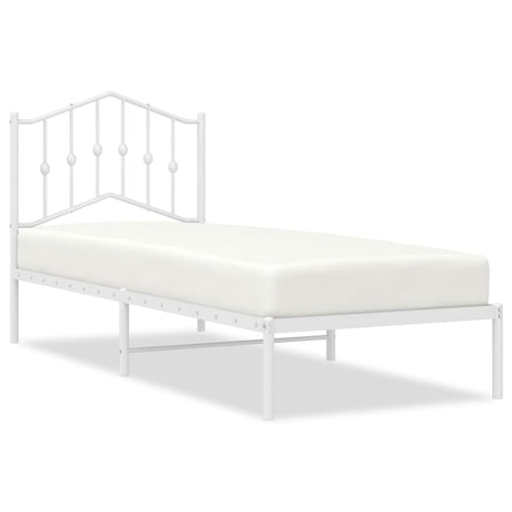 Vidaxl bedframe met hoofdbord metaal wit 90x190 cm