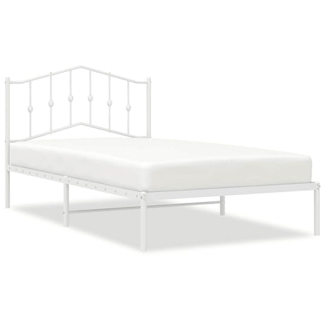 Vidaxl bedframe met hoofdbord metaal wit 107x203 cm